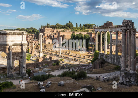 View over the ruins of the Roman Forum built in the Republican era, Italy Stock Photo