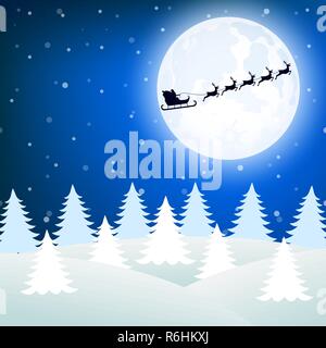 Reindeer in harness with sleigh Santa Claus Stock Vector