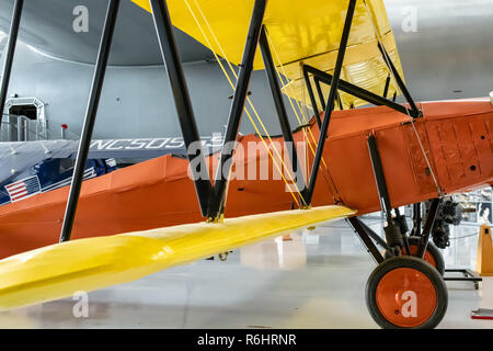 Naval Aircraft Factory N3N-3 Canary (Trainer) on display at Evergreen Aviation & Space Museum in McMinnville, Oregon Stock Photo