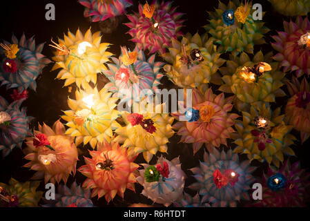 Loy Krathong festival, People buy flowers and candle to light and float on water to celebrate the Loy Krathong festival in Thailand.