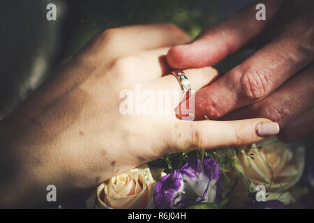 Wedding rings. He Put the Wedding Ring on Her. Close up Groom Put the Ring  on bride. thai wedding ceremony and thai wedding decoration. Stock Photo |  Adobe Stock