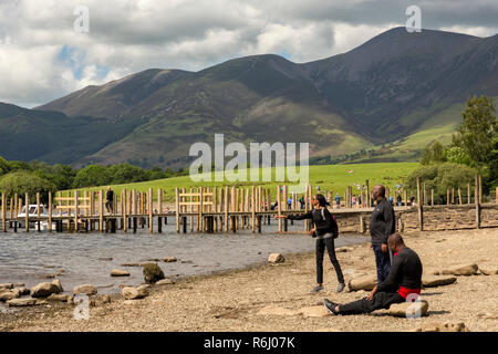 Windermere is a large lake in Cumbria’s Lake District National Park, northwest England. It’s surrounded by mountain peaks and villages. Stock Photo