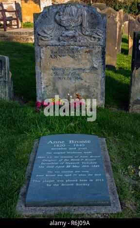 Ann Bronte's grave in St Marys churchyard in Scarborough. Stock Photo