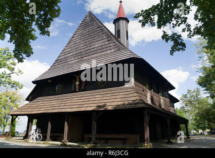 Wooden Church of St. Roch in the village Grodzisko near Olesno, Poland Stock Photo