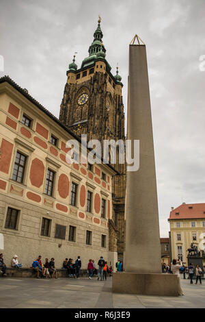 PRAGUE CZECH REPUBLIC - August 18 2014: St. Vitus Cathedral is a Roman Catholic cathedral in Prague within the Prague Castle complex. Stock Photo