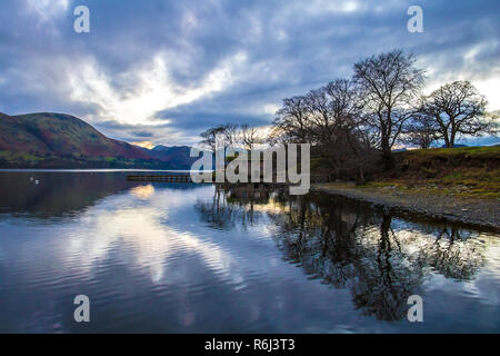 Sunset at Ullswater Lake in the English Lake District Stock Photo