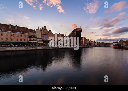 Panorame of Gdansk cityscape in sunset time in Poland, Europe. Stock Photo