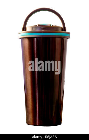 brown mug thermos isolated on white background Stock Photo
