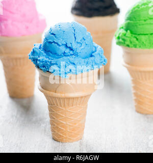 Different flavors ice cream cone Stock Photo