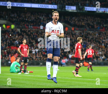 London, UK - December 05, 2018 Tottenham Hotspur's Harry Kane celebrates scoring his sides first goal during Premier League between Tottenham Hotspur and Southampton at Wembley stadium, London, UK on 05 Dec 2018. Credit: Action Foto Sport/Alamy Live News Stock Photo