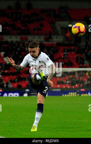 London, UK. 05th Dec, 2018. Kieran Trippier of Tottenham Hotspur in action. EPL Premier League match, Tottenham Hotspur v Southampton at Wembley Stadium in London on Wednesday 5th December 2018. this image may only be used for Editorial purposes. Editorial use only, license required for commercial use. No use in betting, games or a single club/league/player publications . pic by Steffan Bowen/Andrew Orchard sports photography/Alamy Live news Credit: Andrew Orchard sports photography/Alamy Live News