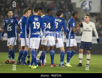 Strasbourg, France. 5th Dec, 2018. Verrati Marco during the French L1 football match between Strasbourg (RCSA) and PSG the Meinau Stadium in Strasbourg. Credit: Elyxandro Cegarra/SOPA Images/ZUMA Wire/Alamy Live News Stock Photo