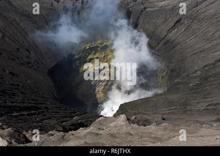 Bromo inside crater view in Indonesia Stock Photo