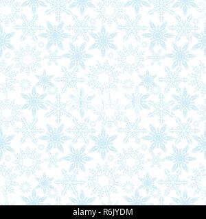 Snowflakes seamless pattern. New Years snow endless background, winter repeating texture Christmas backdrop. Vector illustration Stock Vector