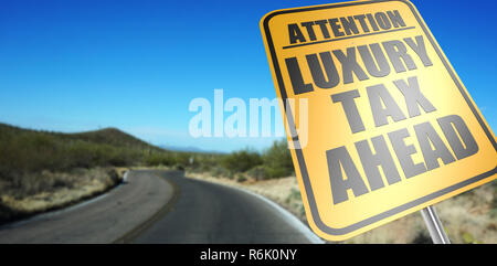 Luxury tax ahead road sign Stock Photo