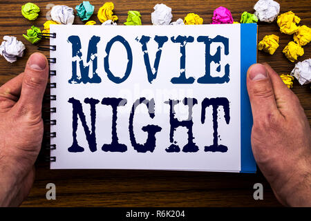 Conceptual Hand Writing Showing Movie Night. Business Photo Text