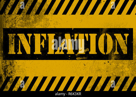 Inflation sign yellow with stripes Stock Photo