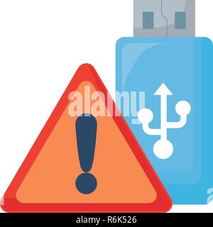 usb warning alert on white background vector illustration Stock Vector