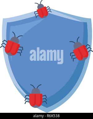 shield protection bugs virus white background vector illustration Stock Vector