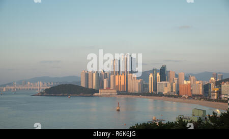 Panorama view of Haeundae beach. Haeundae beach is Busan's most popular beach in South Korea. Stock Photo