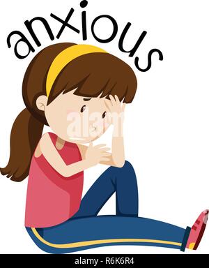 A girl having anxious illustration Stock Vector