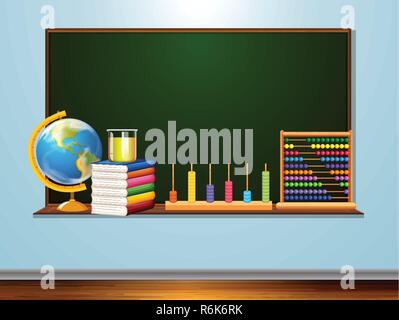 Blackboard with learning element illustration Stock Vector
