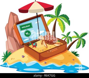 Beach item on island illustration Stock Vector