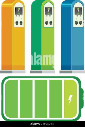 Electric car charging stations concept illustration Stock Vector