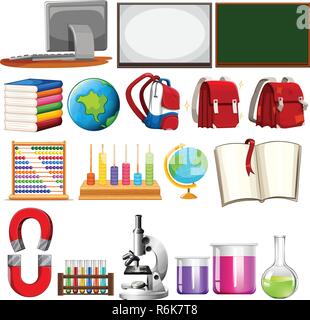Set of  school learning element illustration Stock Vector