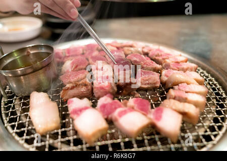 Treaky pork for Grilled Pork Belly, Korean style menu, Korea Traditional And Popular Food, delicious of food. Stock Photo