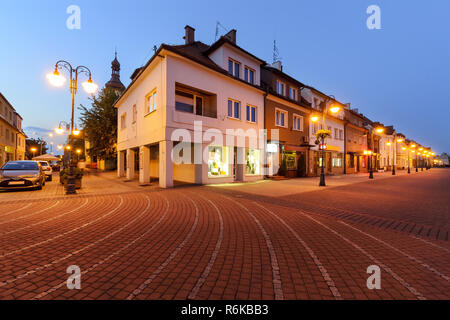 Centre of Zory after sunset. Poland, Europe. Stock Photo