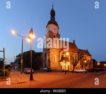 Church in  Zory after sunset. Poland, Europe. Stock Photo