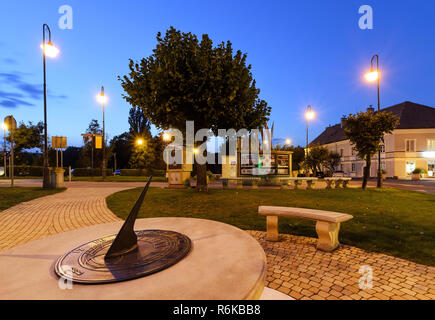 Sundial in Zory after sunset. Poland, Europe. Stock Photo