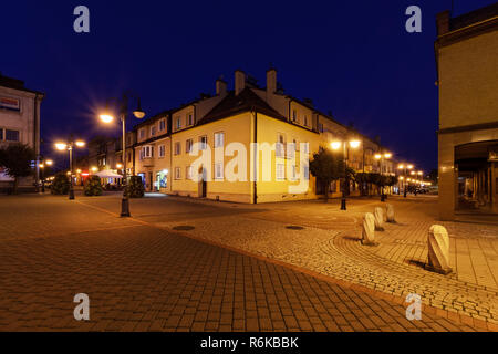 Rynek square in Zory after sunset. Poland, Europe. Stock Photo