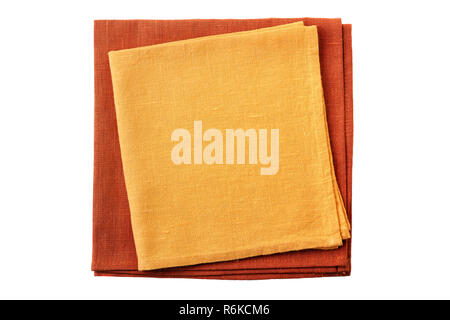 Stack of two colorful textile napkins isolated on white background Stock Photo