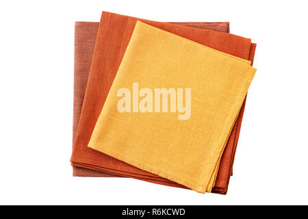 Stack of colorful textile napkins isolated on white background Stock Photo