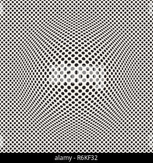 Halftone bloat effect optical illusion. Abstract geometric background design. Vector seamless retro pattern. Stock Photo