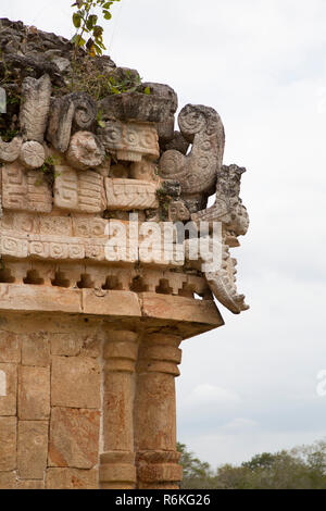 Serpent Mouth, with Human Mask, Palace, Labna Archaeological Site, Mayan Ruins, Puuc Style, Yucatan, Mexico Stock Photo