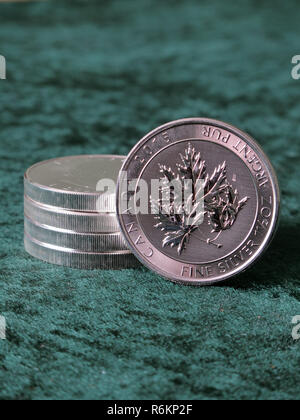 1.5 Troy Ounce Pure Solid Silver Canadian Multi Maple Coin Stock Photo