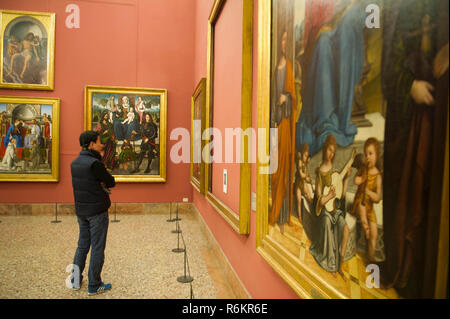 Italy, Milan, exhibition halls of the Palazzo Brera Gallery and home to the Academy of Fine Arts. Stock Photo