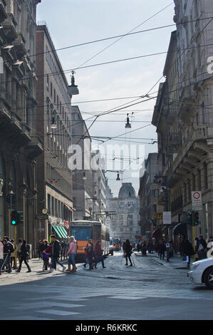 Europe, Italy, Milan, tram, via Torino, outdoor, day, Stock Photo