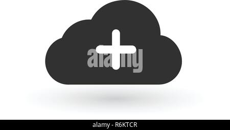 Add data cloud icon, plus sign. vector illustration isolated on white background Stock Vector