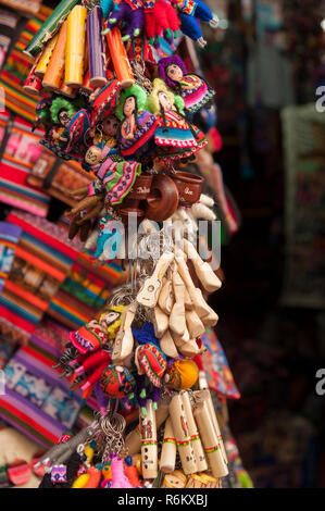 Colourful souvenirs in Witches' Market (Mercado de las Brujas) in La Paz, Bolivia - South America Stock Photo