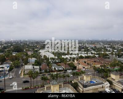 Aerial view of the urban skyline of downtown Los Angeles, California, October 23, 2018. () Stock Photo