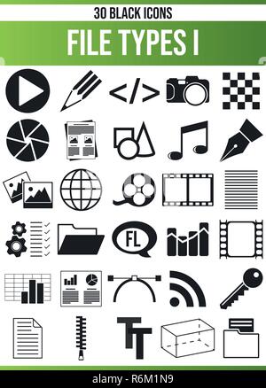 Black pictograms / icons on file extensions. This icon set is perfect for creative people and designers who need the theme file type in their graphic  Stock Vector