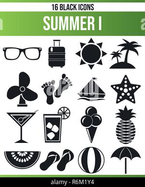 Black pictograms / icons on summer. This icon set is perfect for creative people and designers who need the theme of summer in their graphic designs. Stock Vector