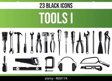 Black pictograms / icons on tool. This icon set is perfect for creative people and designers who need the subject craftsmen in their graphic designs. Stock Vector