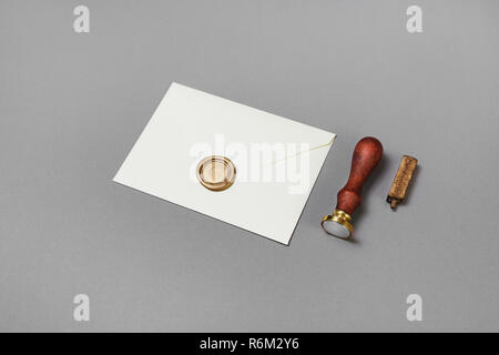 Envelope, wax seal, stamp Stock Photo