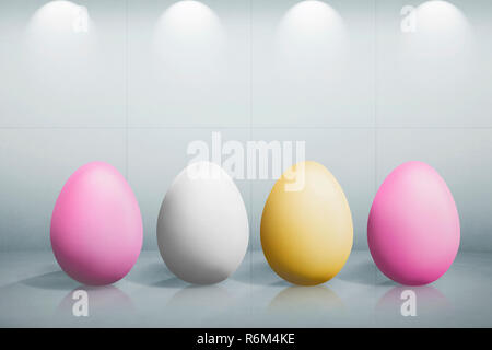 Row of colorful easter eggs with lights Stock Photo