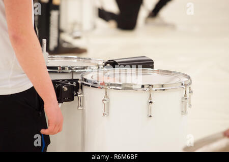 Percussion instrument with different quint  tuned drums that are used in drum corps and maching bands Stock Photo
